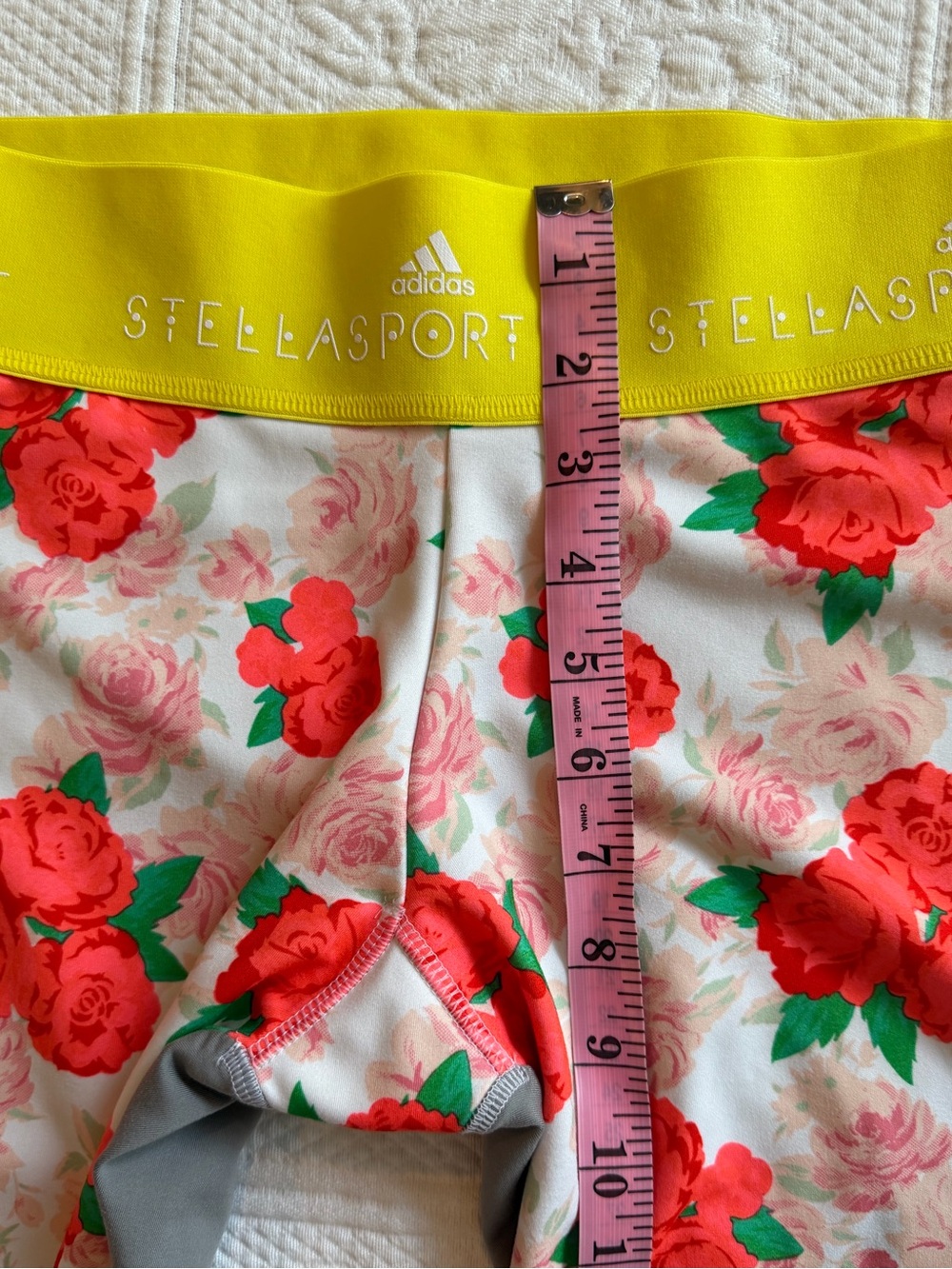 Bundle Adidas Stella McCartney Stellasport Leggings Red Rose/Camo Neon Waist - Picture 12 of 13